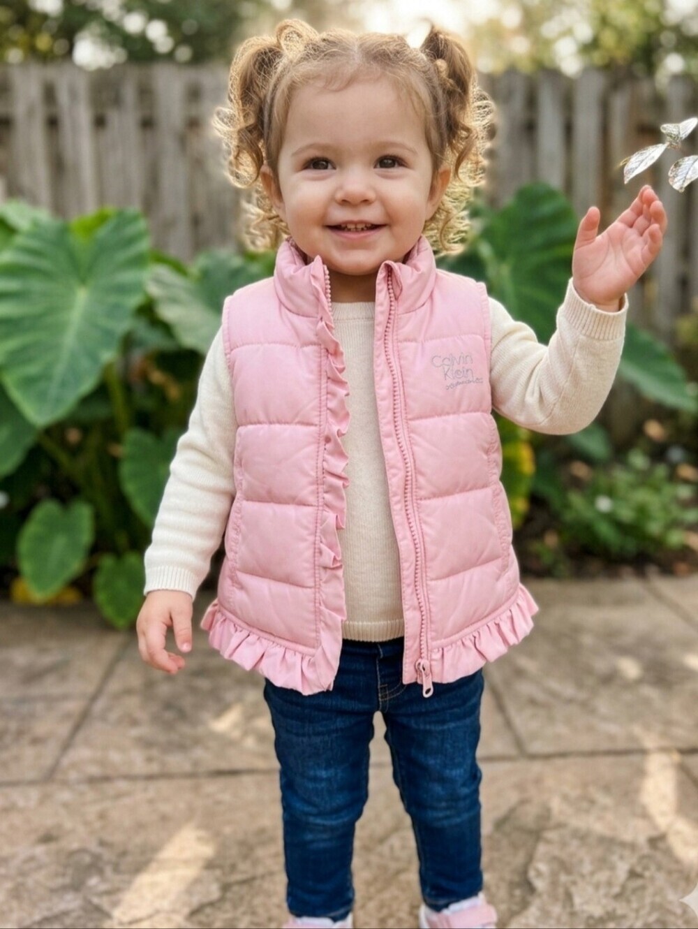 Baby Girl Calvin Klein 3-6 Month Pink Ruffle Puffy Vest Barbiecore